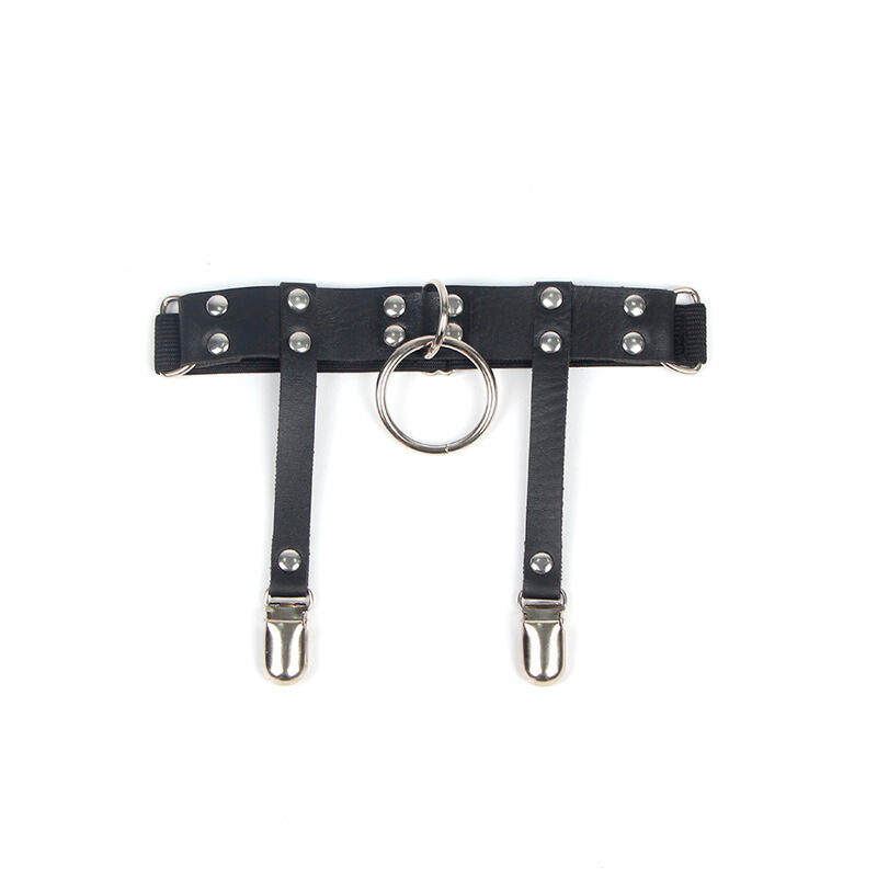 SUBBLIME - 953744 ADJUSTABLE LEATHER PUNK GARTER BLACK ONE SIZE - My naughty haven #