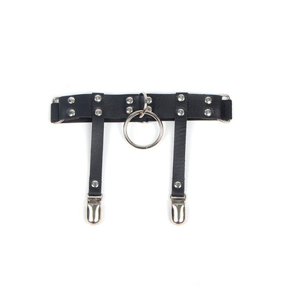 SUBBLIME - 953744 ADJUSTABLE LEATHER PUNK GARTER BLACK ONE SIZE - My naughty haven #