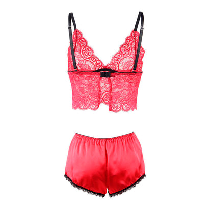 SUBBLIME - 953904 SILK AND LACE NIGHTGOWN + PANTIES RED L/XL - My naughty haven #