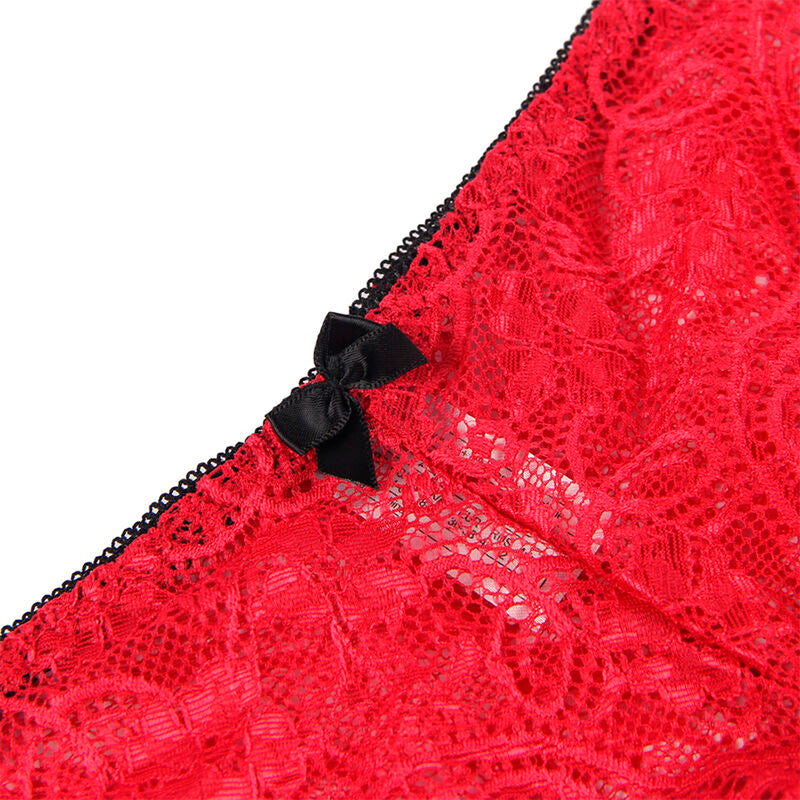 SUBBLIME - 953904 SILK AND LACE NIGHTGOWN + PANTIES RED L/XL - My naughty haven #