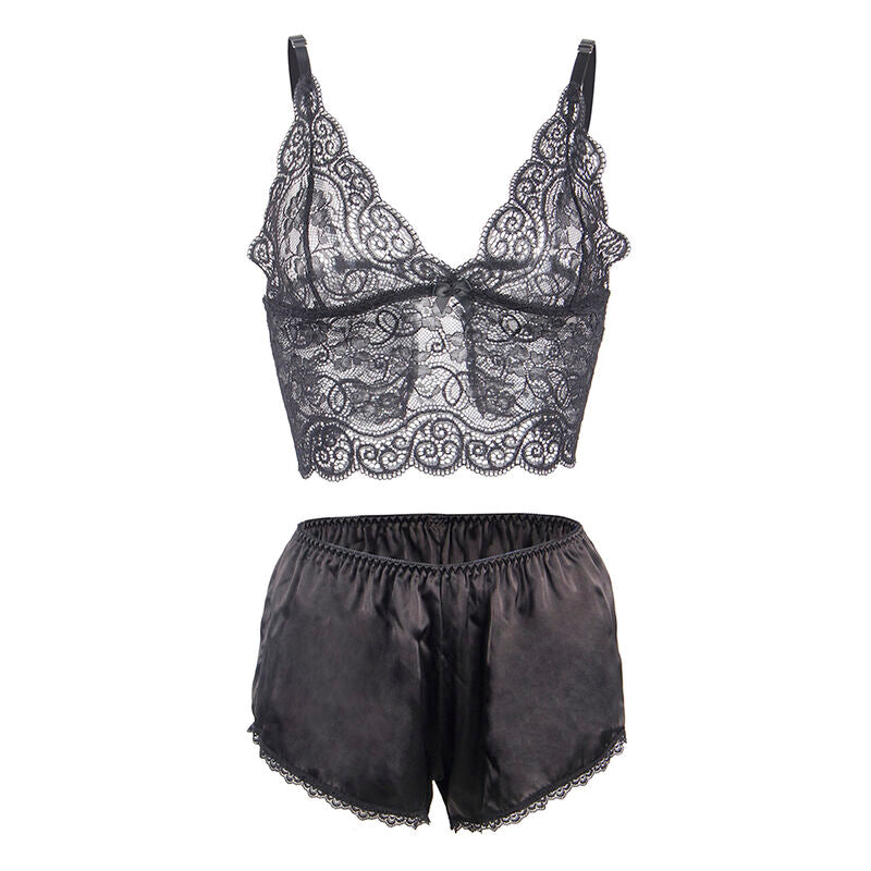 SUBBLIME - 953928 SILK AND LACE NIGHTGOWN + PANTIES BLACK L/XL - My naughty haven #
