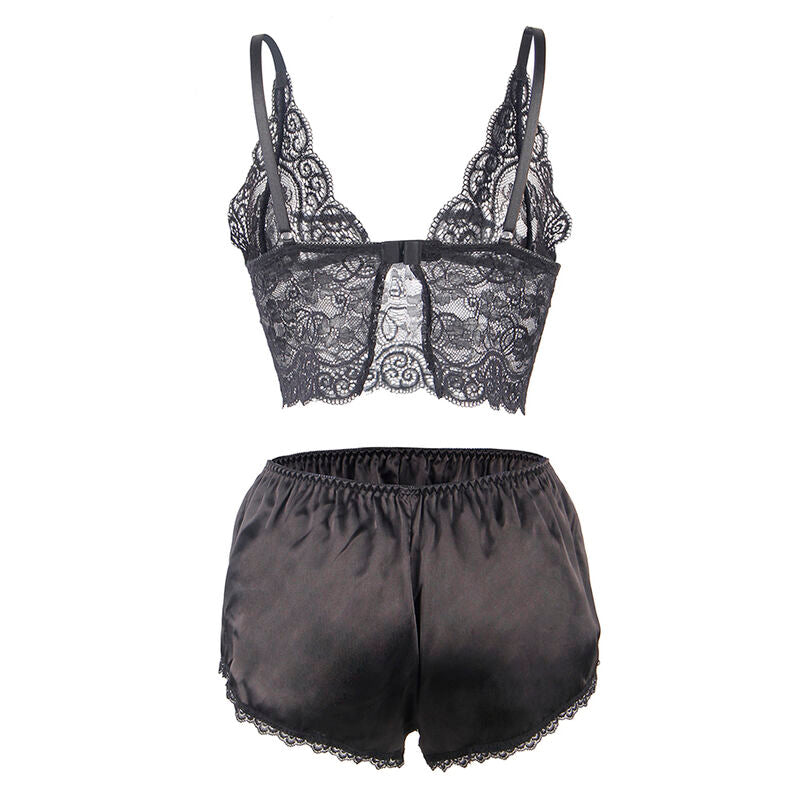 SUBBLIME - 953928 SILK AND LACE NIGHTGOWN + PANTIES BLACK L/XL - My naughty haven #