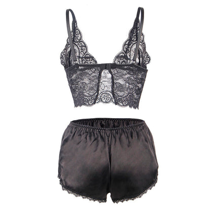 SUBBLIME - 953928 SILK AND LACE NIGHTGOWN + PANTIES BLACK L/XL - My naughty haven #