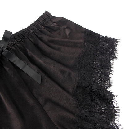 SUBBLIME - 953935 CASUAL SILK NIGHTGOWN + LACE PANTS BLACK S/M - My naughty haven #