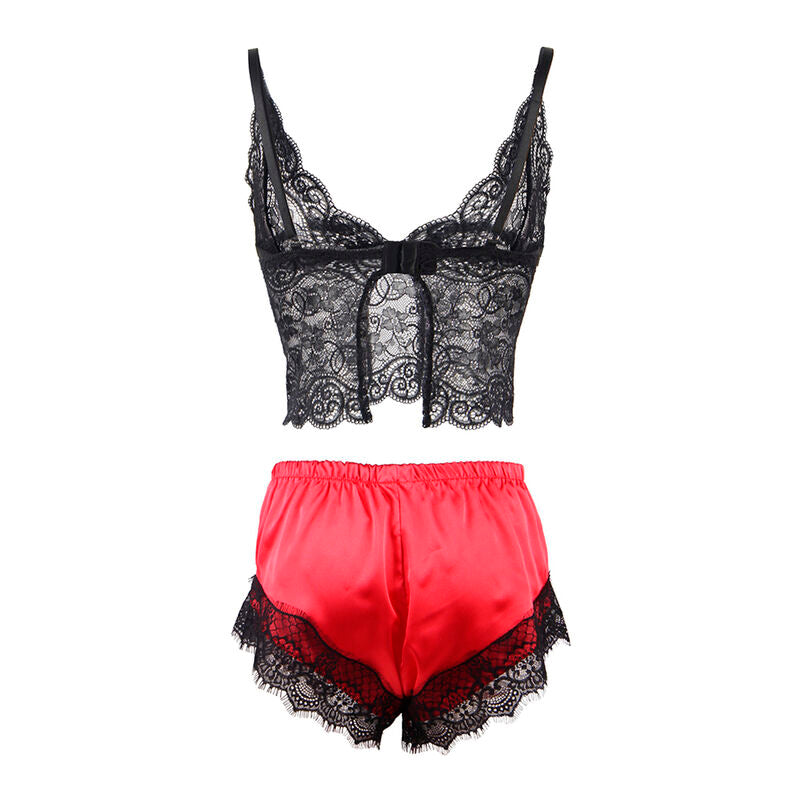 SUBBLIME - 953959 CASUAL SILK NIGHTGOWN + LACE PANTS BLACK/RED S/M - My naughty haven #
