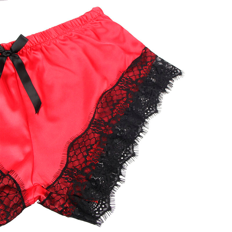 SUBBLIME - 953959 CASUAL SILK NIGHTGOWN + LACE PANTS BLACK/RED S/M - My naughty haven #