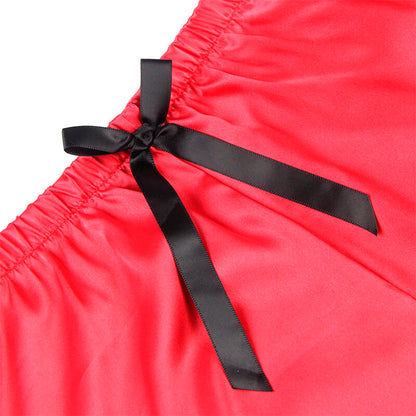 SUBBLIME - 953959 CASUAL SILK NIGHTGOWN + LACE PANTS BLACK/RED S/M - My naughty haven #