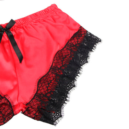 SUBBLIME - 953966 CASUAL SILK NIGHTGOWN + LACE PANTS BLACK/RED L/XL - My naughty haven #