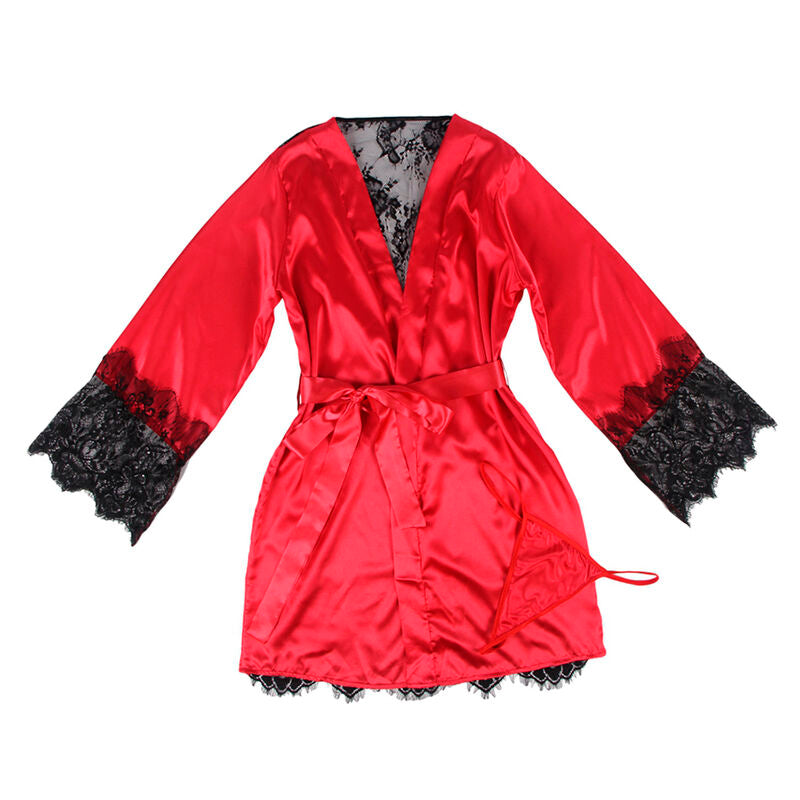 SUBBLIME - 954017 LACE SHEER BACK CAMISOLE + THONG RED/BLACK S/M - My naughty haven #