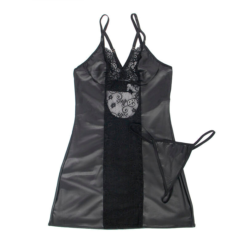 SUBBLIME - 954161 DRESS + THONG LEATHER BLACK S/M - My naughty haven #