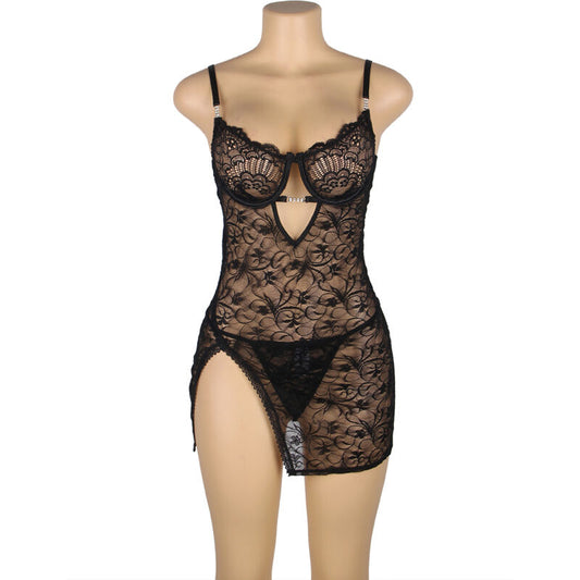 SUBBLIME - 954185 LACE BABYDOLL WITH ADJUSTABLE STRAPS BLACK S/M - My naughty haven #