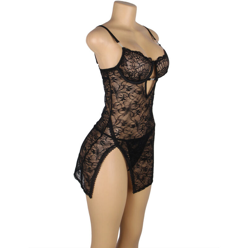 SUBBLIME - 954185 LACE BABYDOLL WITH ADJUSTABLE STRAPS BLACK S/M - My naughty haven #