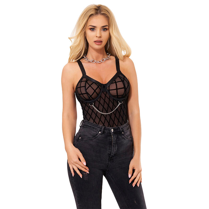 SUBBLIME - 9542277 BODY WITH CHAINS + GARTER BELT BLACK L/XL - My naughty haven #