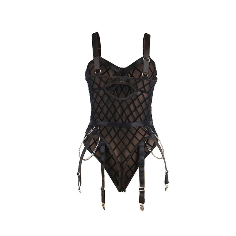 SUBBLIME - 9542277 BODY WITH CHAINS + GARTER BELT BLACK L/XL - My naughty haven #