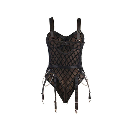 SUBBLIME - 9542277 BODY WITH CHAINS + GARTER BELT BLACK L/XL - My naughty haven #