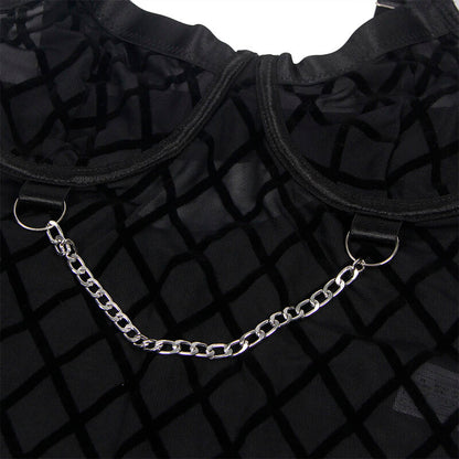 SUBBLIME - 9542277 BODY WITH CHAINS + GARTER BELT BLACK L/XL - My naughty haven #