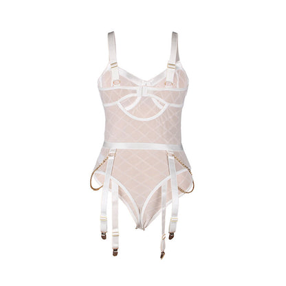 SUBBLIME - 954291 BODY WITH CHAINS + GARTER BELT WHITE L/XL - My naughty haven #