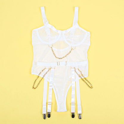 SUBBLIME - 954291 BODY WITH CHAINS + GARTER BELT WHITE L/XL - My naughty haven #
