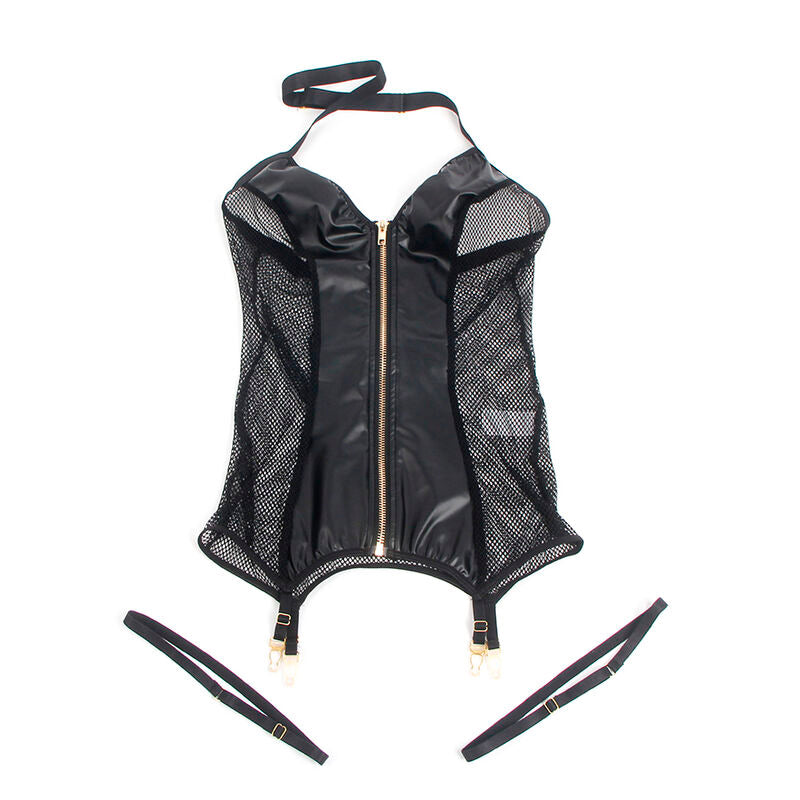SUBBLIME - 954444 SEXY MESH DRESS LEATHER BLACK S/M - My naughty haven #