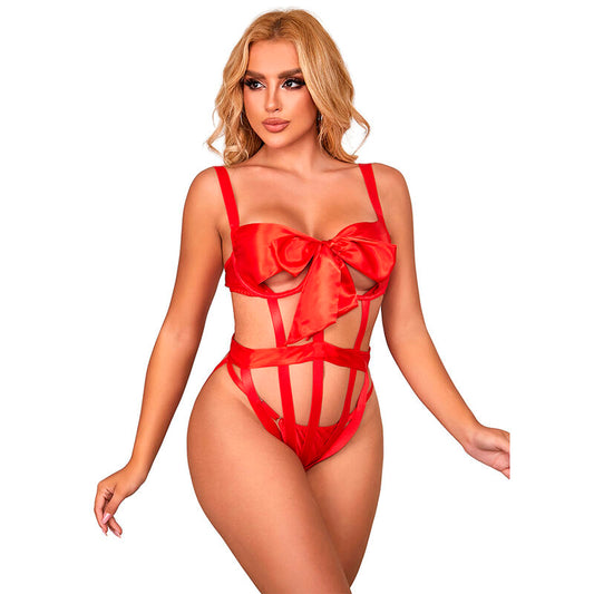 SUBBLIME - 954468 SEXY OPENWORK BODY WITH BOW RED S/M - My naughty haven #