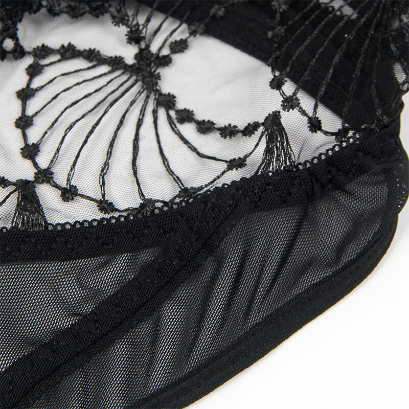 SUBBLIME - 955229 TRANSPARENT BODYSUIT WITH HOLLOW LACE BLACK L/XL - My naughty haven #