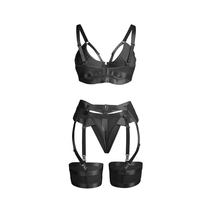 SUBBLIME - 955236 BLACK BONDAGE BRA WITH GARTER SET S/M - My naughty haven #