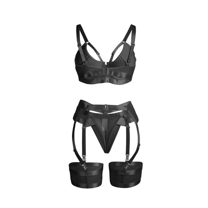 SUBBLIME - 955243 BLACK BONDAGE BRA WITH GARTER SET L/XL - My naughty haven #