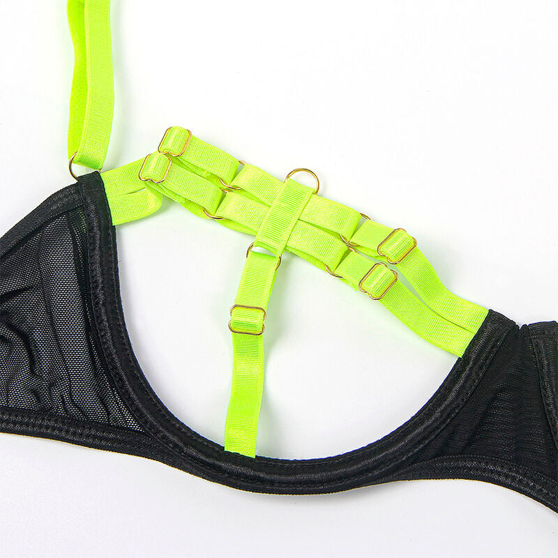 SUBBLIME - 955281 BRA SET WITH NECKLACE AND LEG DETAILS FLUORESCENT GREEN L/XL - My naughty haven #