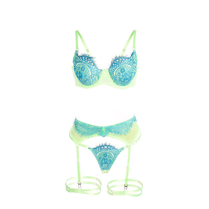 SUBBLIME - 955311 SET OF BRA WITH LACE AND GARTER LINES GREEN AND BLUE S/M - My naughty haven #