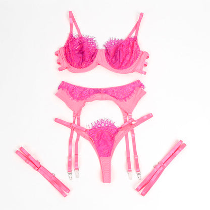 SUBBLIME - 955359 SET OF BRA WITH LACE AND GARTER LINKS PINK AND PURPLE S/M - My naughty haven #