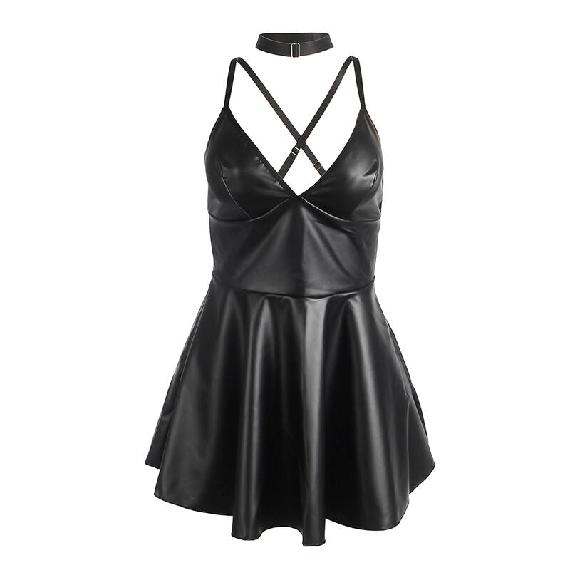 SUBBLIME - 955380 DRESS WITH BLACK LEATHER STRAPS L/XL - My naughty haven #