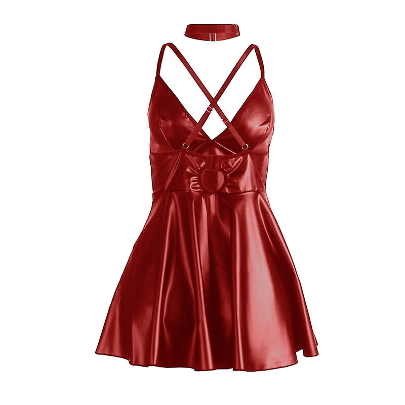 SUBBLIME - 955397 DRESS WITH BURGUNDY LEATHER STRAPS S/M - My naughty haven #