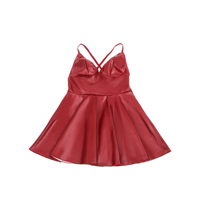 SUBBLIME - 955397 DRESS WITH BURGUNDY LEATHER STRAPS S/M - My naughty haven #