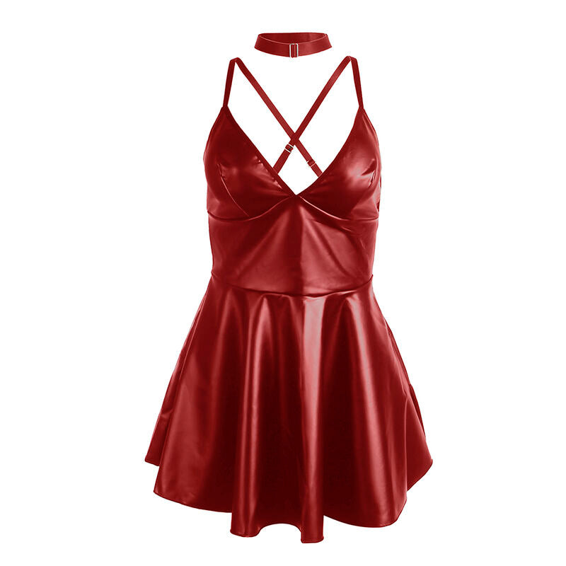 SUBBLIME - 955403 DRESS WITH BURGUNDY LEATHER STRAPS L/XL - My naughty haven #