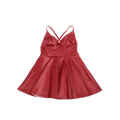 SUBBLIME - 955403 DRESS WITH BURGUNDY LEATHER STRAPS L/XL - My naughty haven #