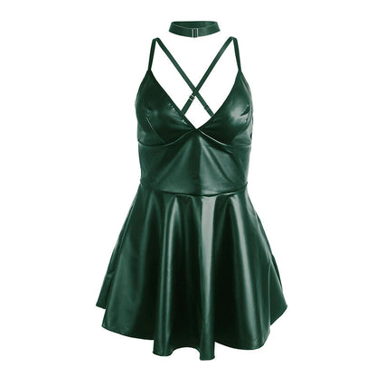 SUBBLIME - 955434 DRESS WITH GREEN LEATHER STRAPS S/M - My naughty haven #