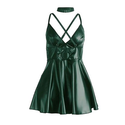 SUBBLIME - 955434 DRESS WITH GREEN LEATHER STRAPS S/M - My naughty haven #