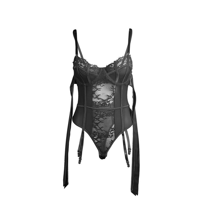 SUBBLIME - 955496 LACE BODYSUIT WITH BOWS AND GARTERS BLACK S/M - My naughty haven #