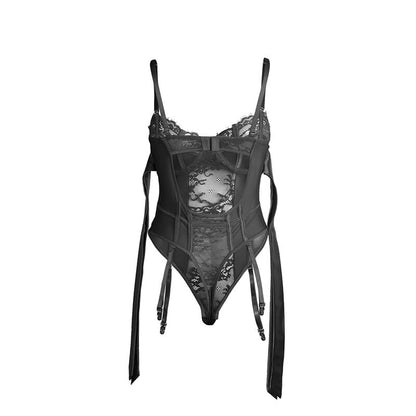 SUBBLIME - 955496 LACE BODYSUIT WITH BOWS AND GARTERS BLACK S/M - My naughty haven #