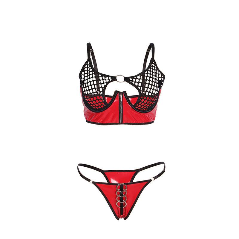 SUBBLIME - 955533 RED PATENT LEATHER MESH ZIPPER BRA SET S/M - My naughty haven #