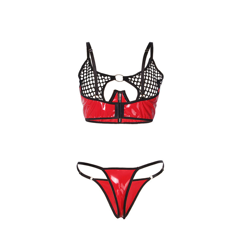 SUBBLIME - 955533 RED PATENT LEATHER MESH ZIPPER BRA SET S/M - My naughty haven #