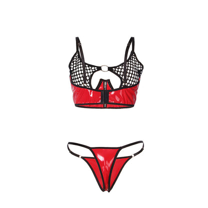 SUBBLIME - 955533 RED PATENT LEATHER MESH ZIPPER BRA SET S/M - My naughty haven #
