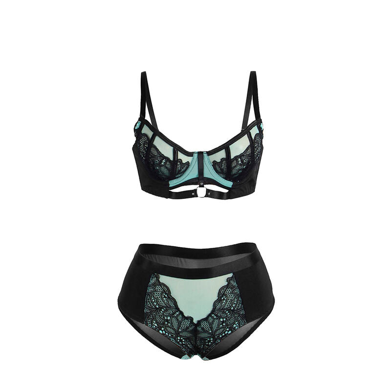 SUBBLIME - 955557 GREEN PATENT LEATHER MESH ZIPPER BRA SET S/M - My naughty haven #