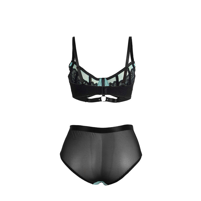 SUBBLIME - 955564 GREEN PATENT LEATHER MESH ZIPPER BRA SET L/XL - My naughty haven #