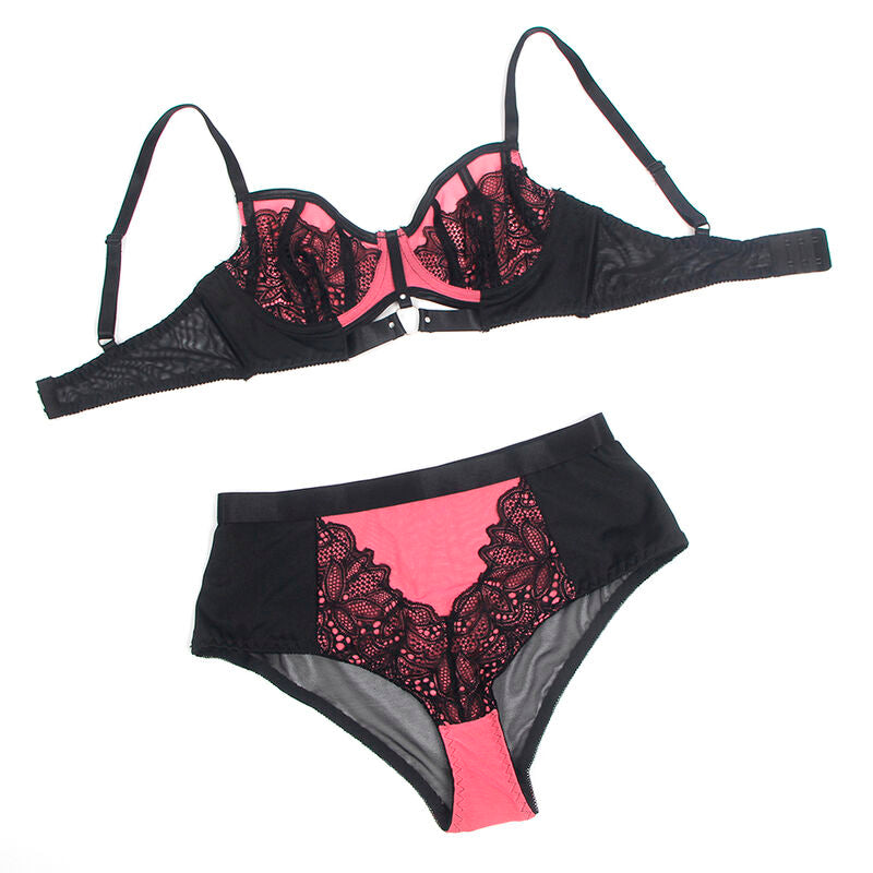 SUBBLIME - 955571 PINK PATENT LEATHER MESH ZIPPER BRA SET S/M - My naughty haven #