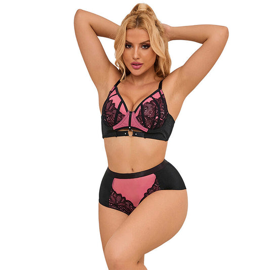 SUBBLIME - 955588 PINK PATENT LEATHER MESH ZIPPER BRA SET L/XL - My naughty haven #