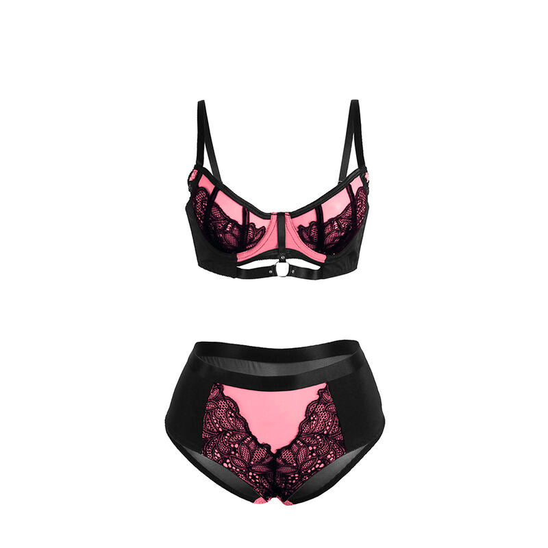 SUBBLIME - 955588 PINK PATENT LEATHER MESH ZIPPER BRA SET L/XL - My naughty haven #