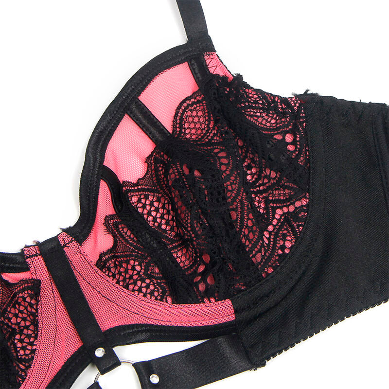 SUBBLIME - 955588 PINK PATENT LEATHER MESH ZIPPER BRA SET L/XL - My naughty haven #