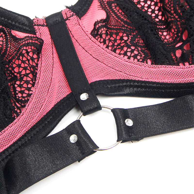 SUBBLIME - 955588 PINK PATENT LEATHER MESH ZIPPER BRA SET L/XL - My naughty haven #