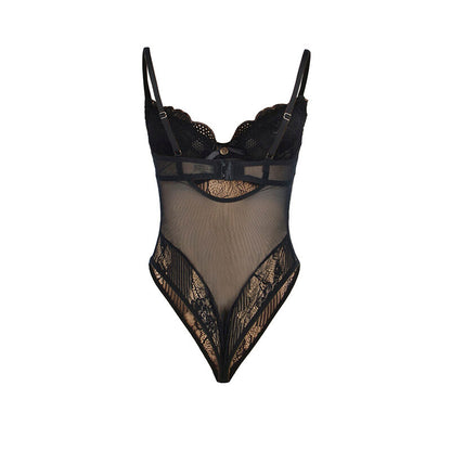 SUBBLIME - 955625 LACE BODYSUIT WITH BOTTOM CLOSURE BLACK L/XL - My naughty haven #